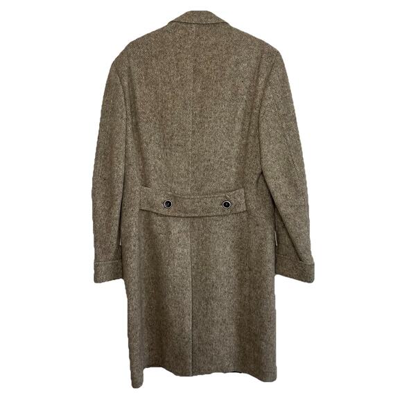 Brunello Cucinelli Men’s 100% Wool Herringbone Tan Overcoat Size 48 Mid Length - Picture 7 of 10
